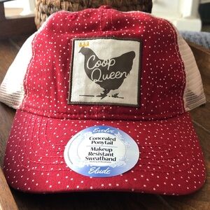 Red and White adult 'Coop Queen' Hat